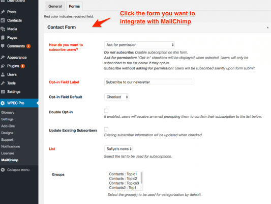 eMD MailChimp WordPress plugin allows adding subscription fields for multiple forms